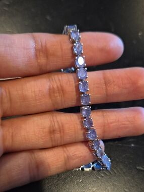 925 Tennis Bracelet with Light Purple Stones signed BBJ